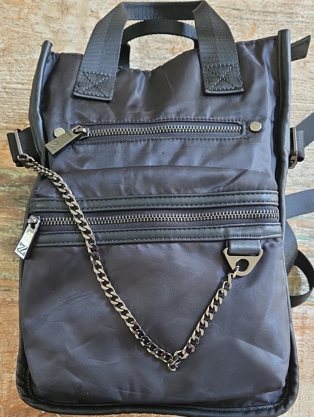 ZARA Black Nylon Utility Convertible Tote Backpack • Prada Aesthetic (BIN 002)
